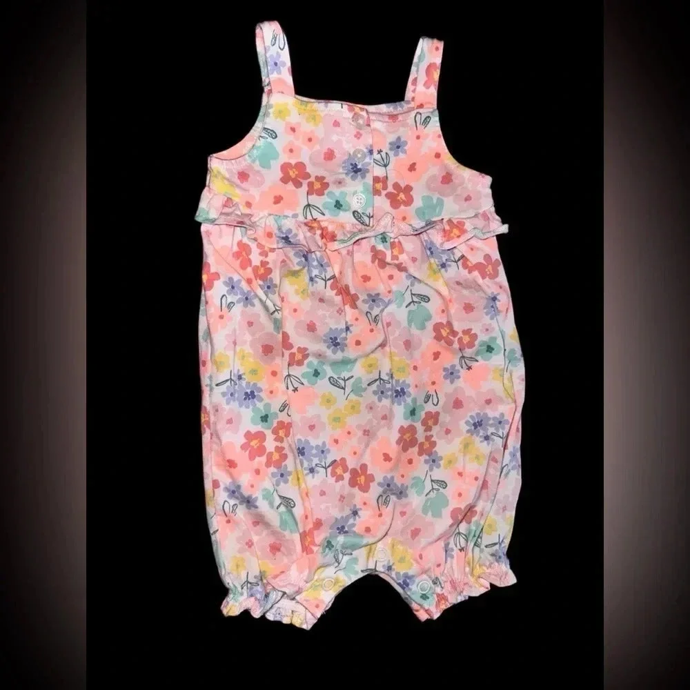Carter's Baby Girls Floral Cotton Romper Size 9m